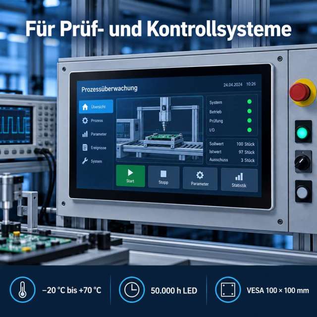 18,5 Zoll Industrie-Touchmonitor in einem Prüf- und Kontrollsystem