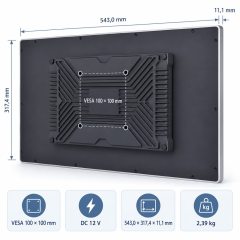 Rückseite des 23,8 Zoll Android Panel-PCs mit VESA 100 × 100 mm und DC 12 V