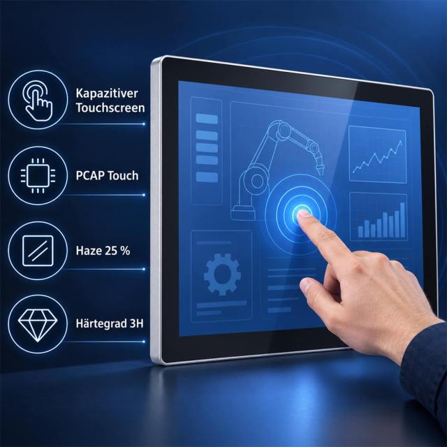 17 Zoll PCAP-Touchmonitor mit Haze 25 Prozent und Oberflächenhärte 3H