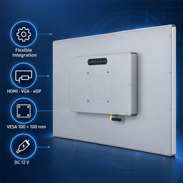 13,3 Zoll Industrie-Touchmonitor mit HDMI, VGA, eDP und VESA 100 × 100 mm