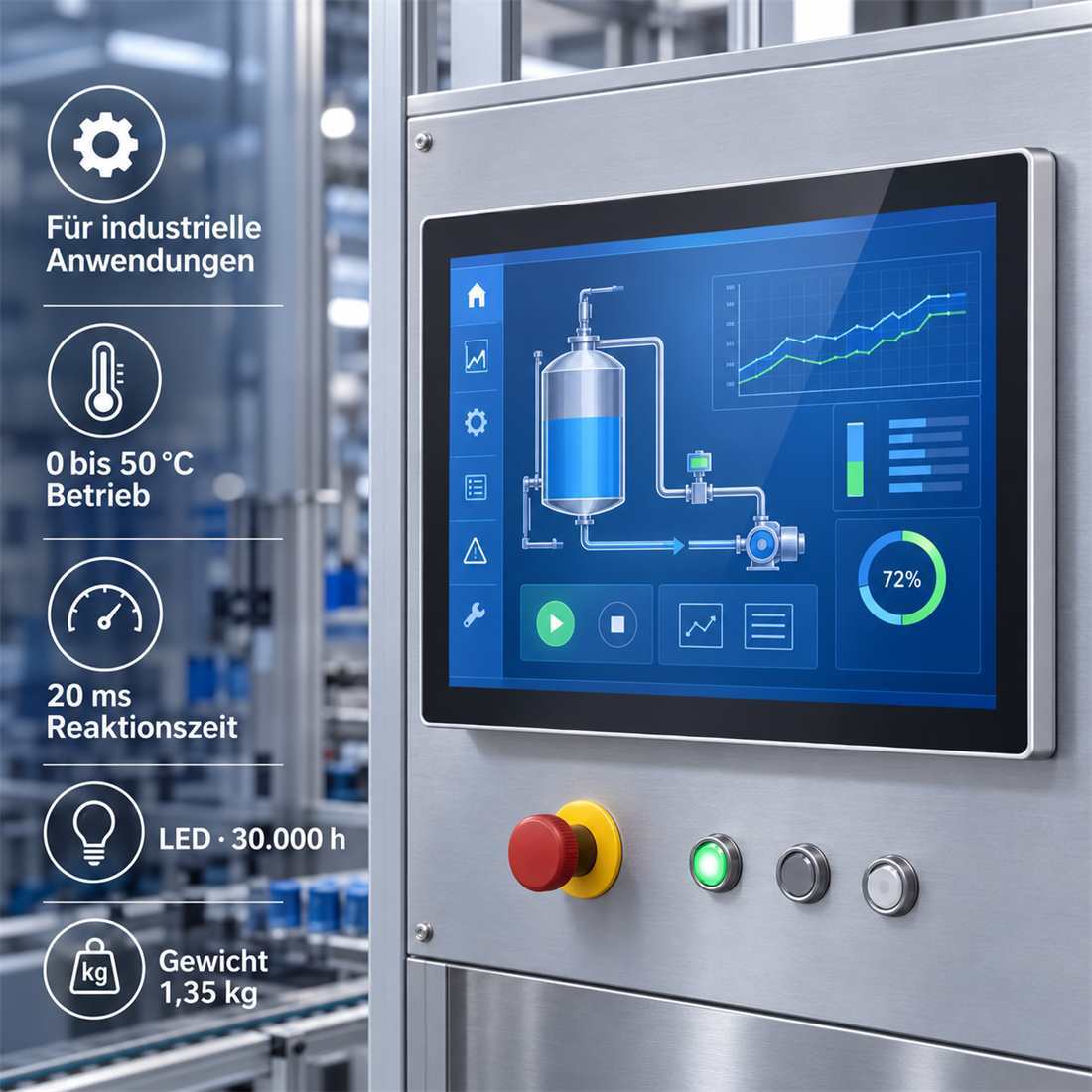 17 Zoll Touchmonitor für industrielle HMI-Systeme, Maschinensteuerungen und Prüfstände