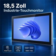 18,5 Zoll Industrie-Touchmonitor mit PCAP, Full HD, HDMI und VGA