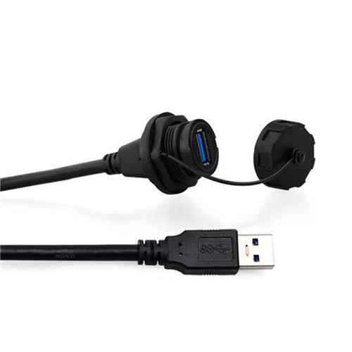 Waterproof USB 3.0 panel mount connector