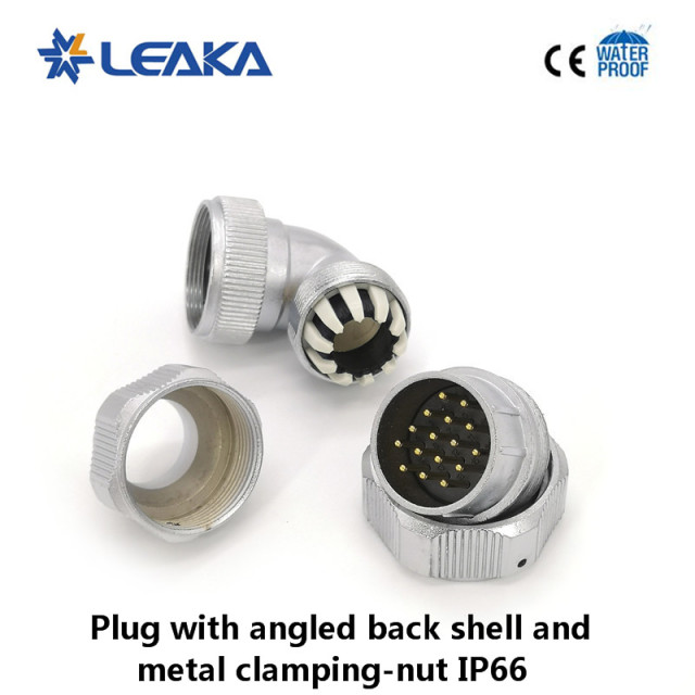 Weipu TU+Z connector plug socket angled metal clamping nut