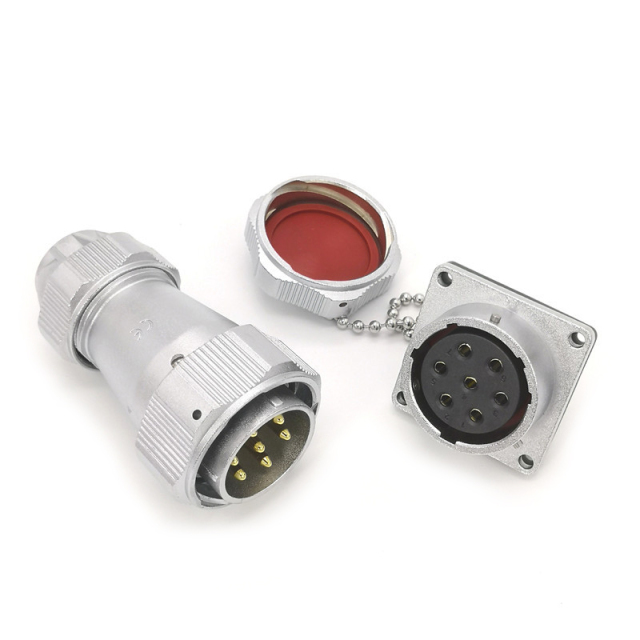 Weipu TE+Z male female straight connector with metal clamping nut