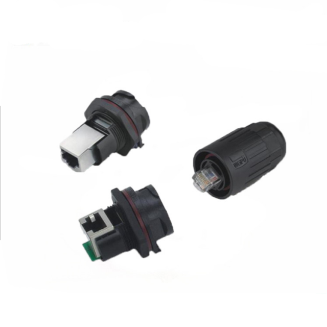 IP67 RJ45F bulkhead circular Ethernet connector