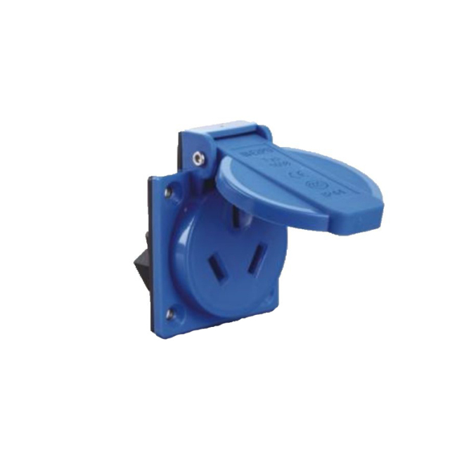 IEC 16a blue 3 pin single phase panel mounted socket IP44 IP65