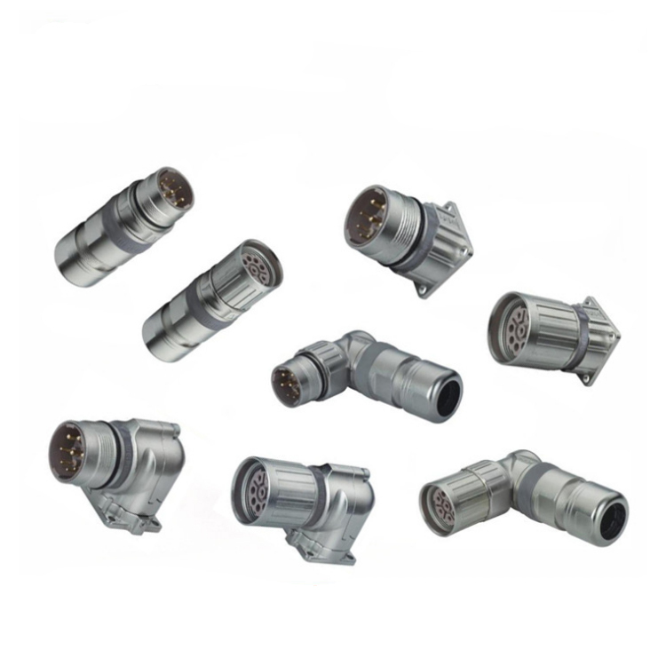 Weipu IP67 M23 Straight Elbow Metal crimp threaded coupling cable connector