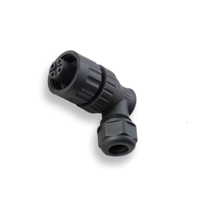 IP67 WA22 series WA22J4TL2 WA22K4TL2 waterproof 3+PE 4 pin plug angled black shell cable connector