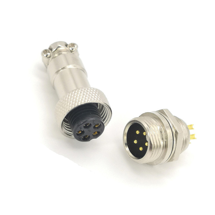5 pin Aviation GX12 GX16 waterproof 12mm 16mm panel mount male female round plug socket connector