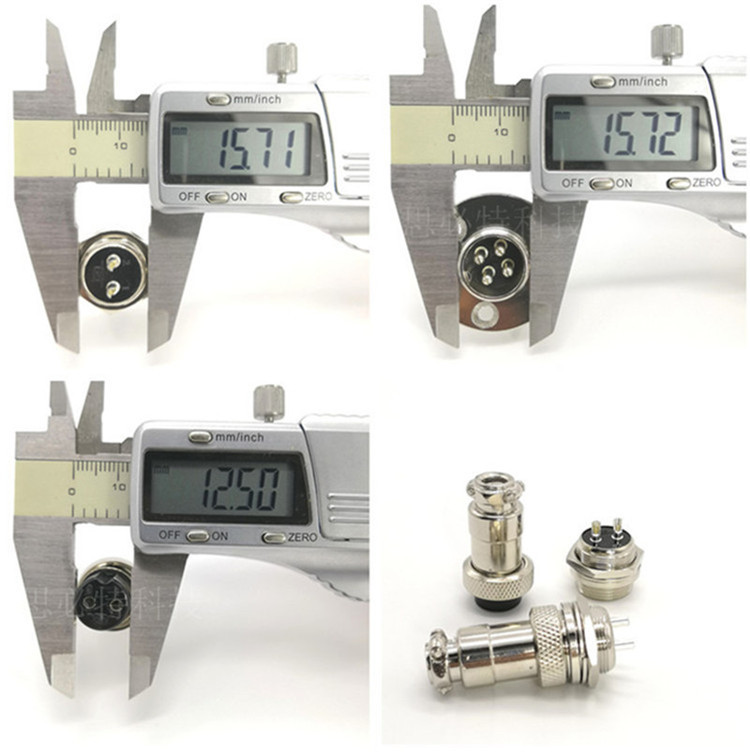Aviation IP55 waterproof metal panel mount hole 16mm circular plug socket GX16 M16 Series pin pole cable Connector