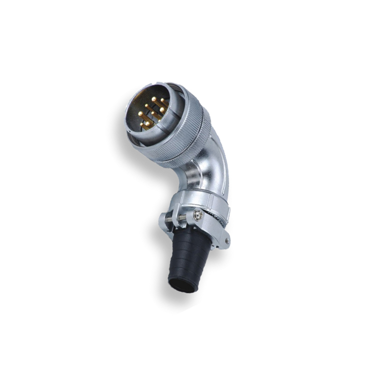 Weipu metal threaded WS series TS plug angled connector with PVC sleeve