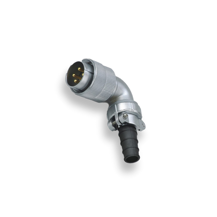 Weipu metal threaded WF series TV plug waterproof WF24 WF28 aviation angled connector with rubber sleeve