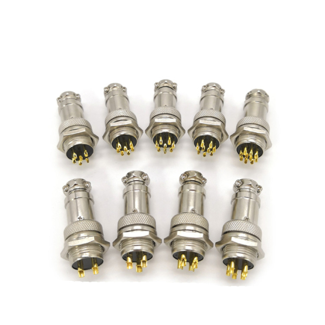 Aviation IP55 waterproof metal panel mount hole 16mm circular plug socket GX16 M16 Series pin pole cable Connector