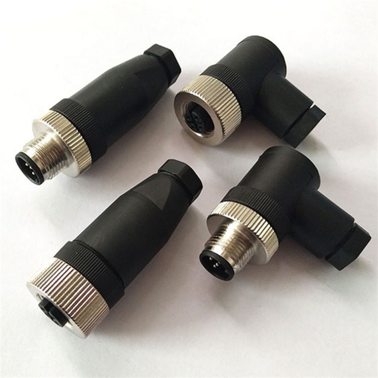 M12 connector types male female straight angle plastics