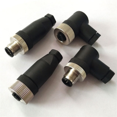 M12 connector types male female straight angle plastics
