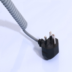 Customized wire British standard 3 pin plug 3 core spring power cord