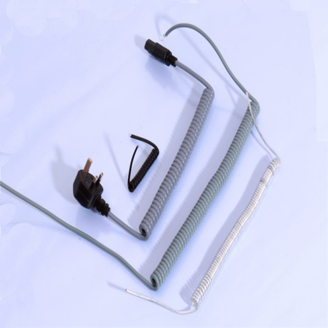 Customized wire British standard 3 pin plug 3 core spring power cord