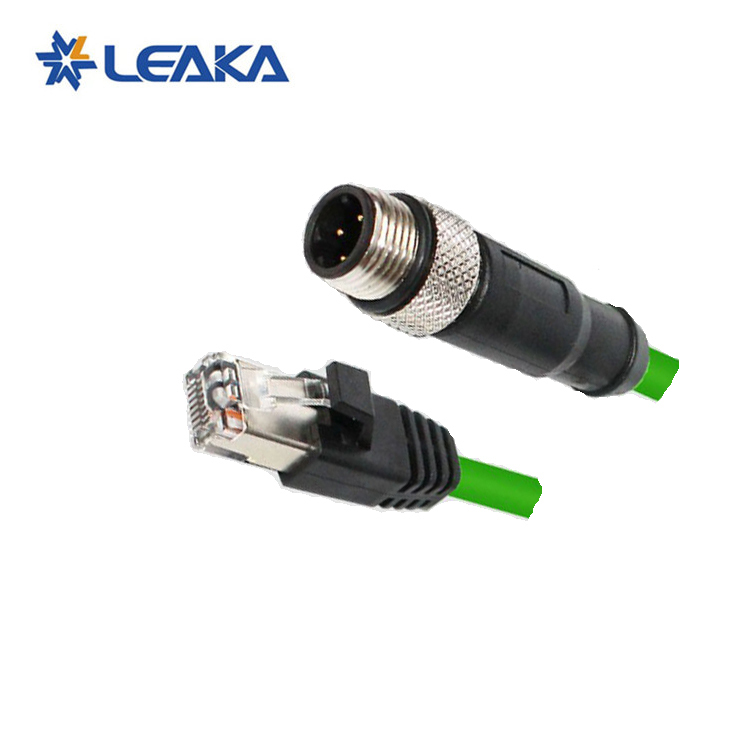 M12 to RJ45 4 pin D Code Ethernet Cable