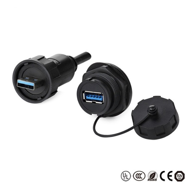 Ip67 panel mount cable male female usb 3.0 type c connector