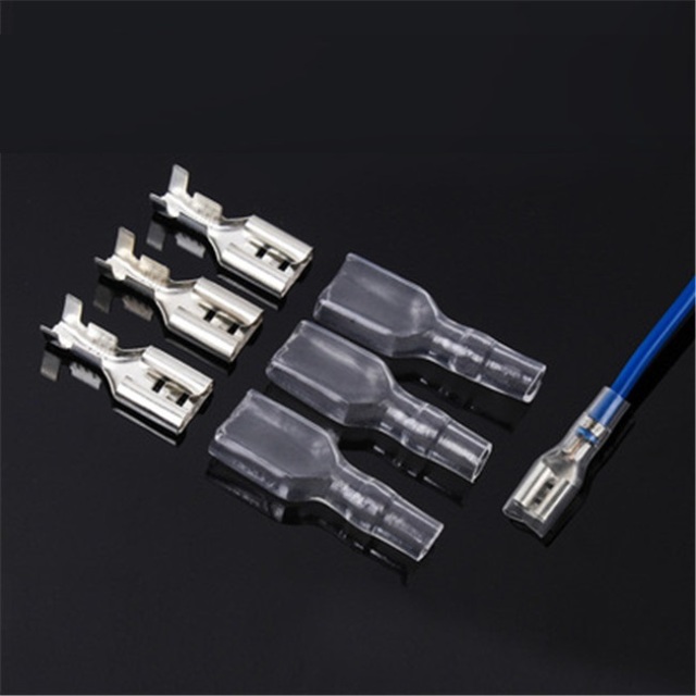 2.8mm/4.8mm/6.3mm Crimp Male Spade Terminal With Transparent Insulating Sleeves