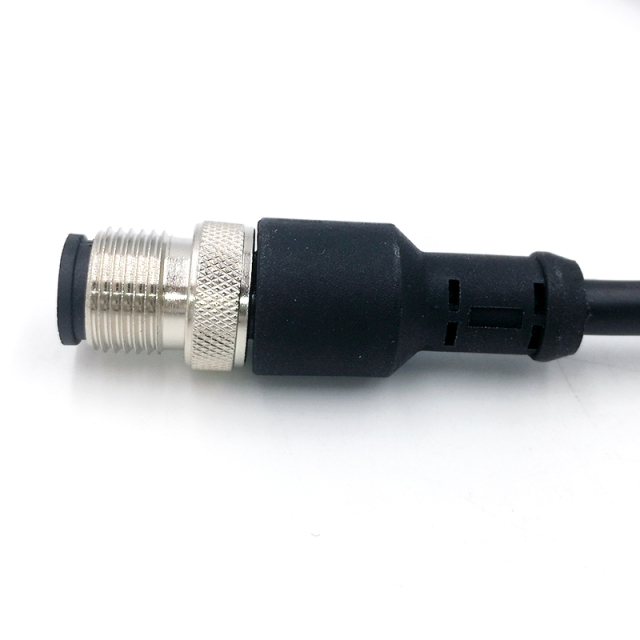 M12 PVC PUR Straight Angle Female Male Electrical Cable Connector