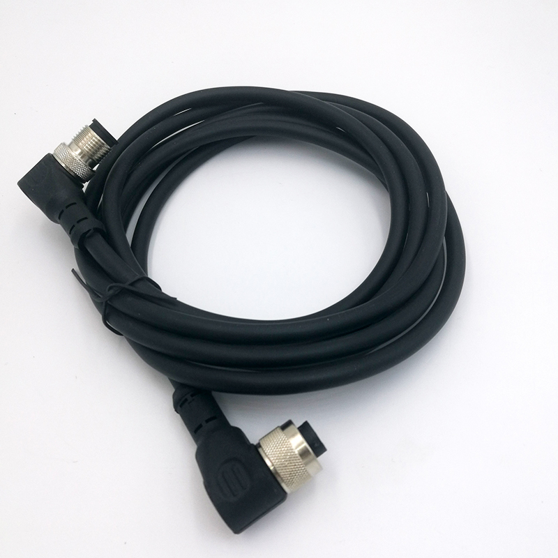 M12 PVC PUR Straight Angle Female Male Electrical Cable Connector