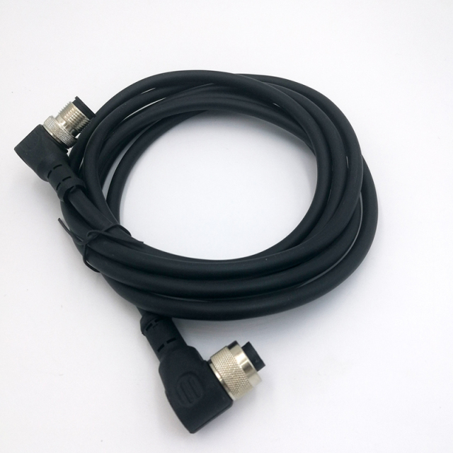 M12 PVC PUR Straight Angle Female Male Electrical Cable Connector