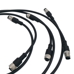 M12 PVC PUR Straight Angle Female Male Electrical Cable Connector