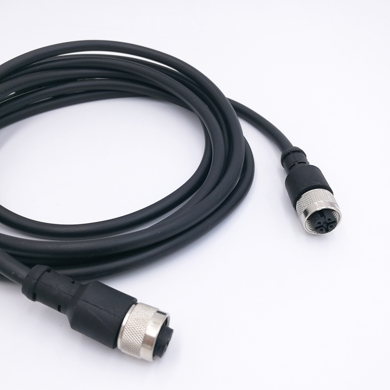 M12 PVC PUR Straight Angle Female Male Electrical Cable Connector