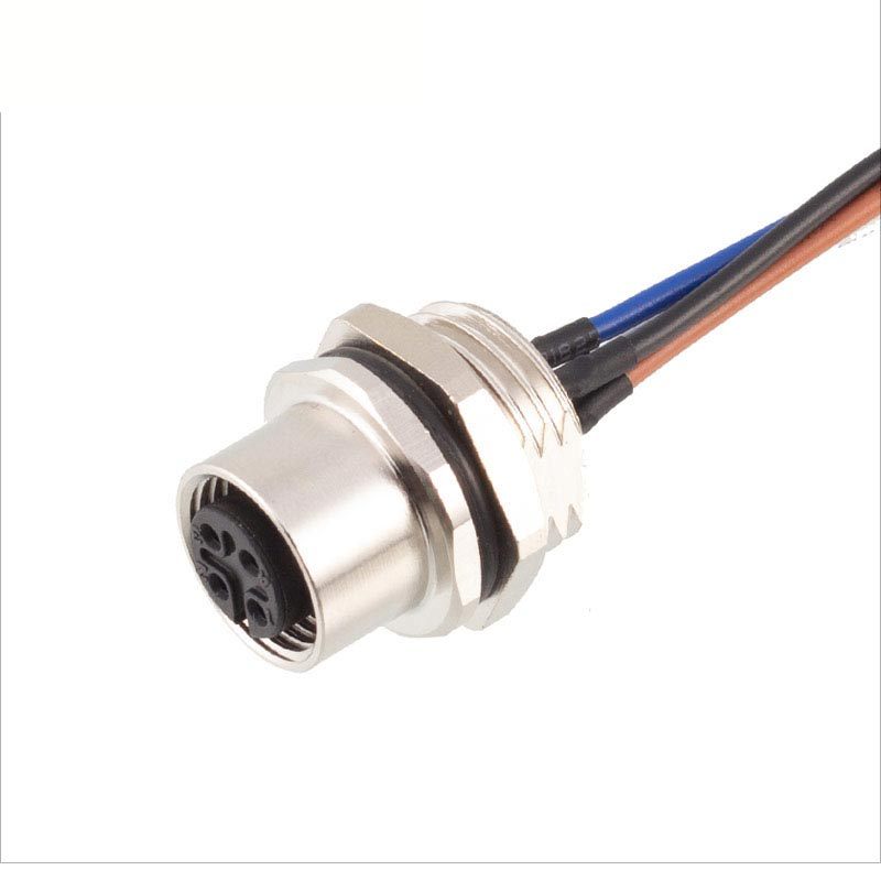 M12 Panel Mount Feed Through A-coded Wire Connectors