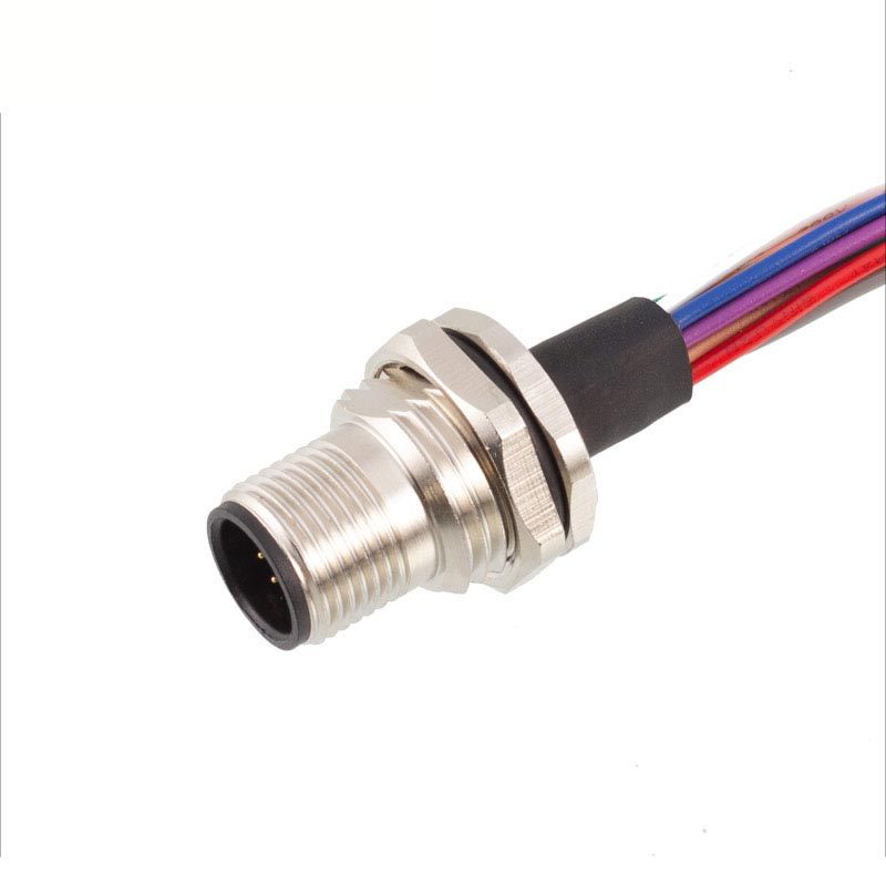M12 Panel Mount Feed Through A-coded Wire Connectors