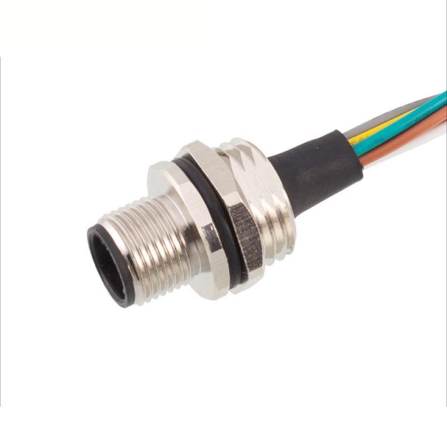 M12 Panel Mount Feed Through A-coded Wire Connectors