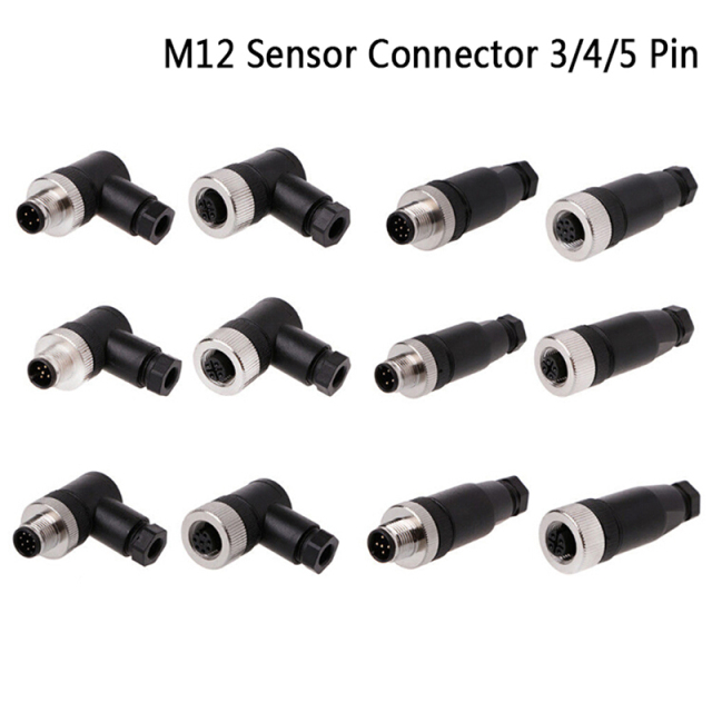 M12 5 Pin Connector Male & Female Straight Angle