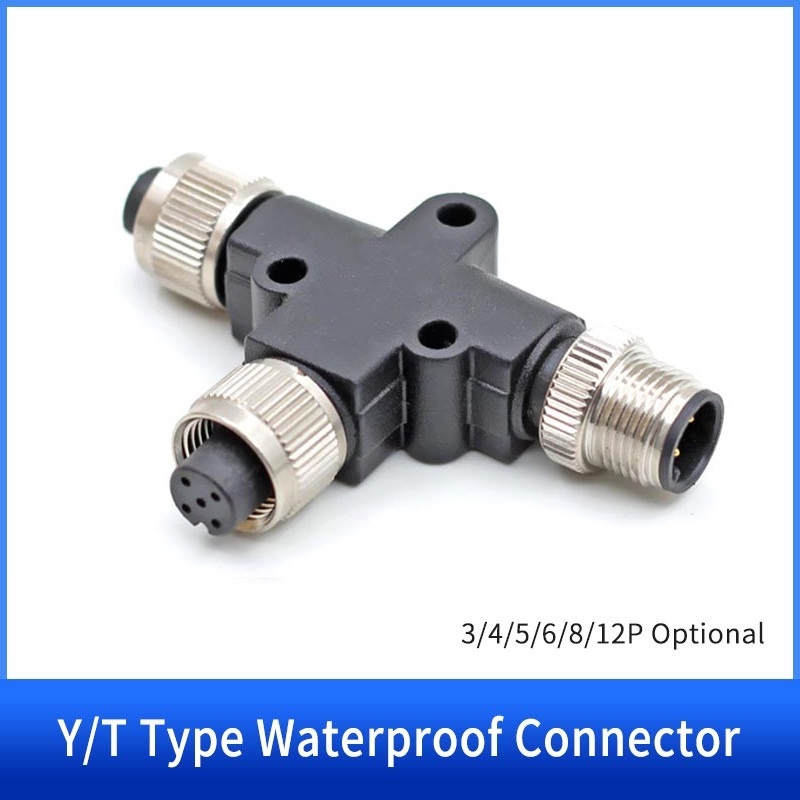 M12 T-Splitter 3 4 5 8 Pin Connector