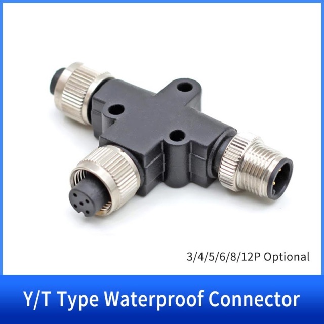 M12 T-Splitter 3 4 5 8 Pin Connector
