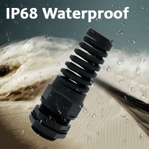 IP68 Waterproof Plastic Spiral Nylon Bend Proof Cable Gland