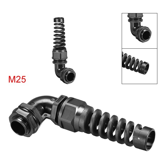 Plastic Threaded Spiral Cable Gland 90 Degree