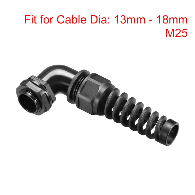 Plastic Threaded Spiral Cable Gland 90 Degree