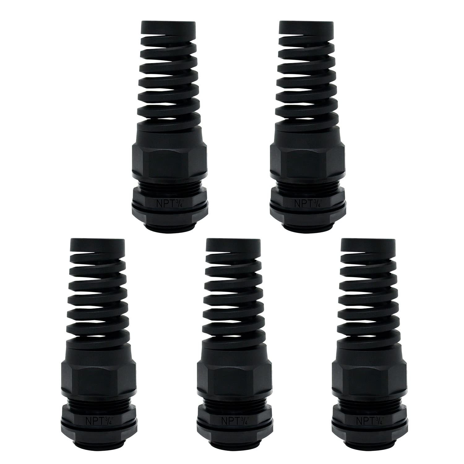 IP68 Waterproof Plastic Spiral Nylon Bend Proof Cable Gland