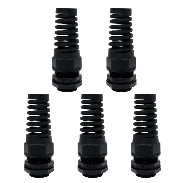 IP68 Waterproof Plastic Spiral Nylon Bend Proof Cable Gland