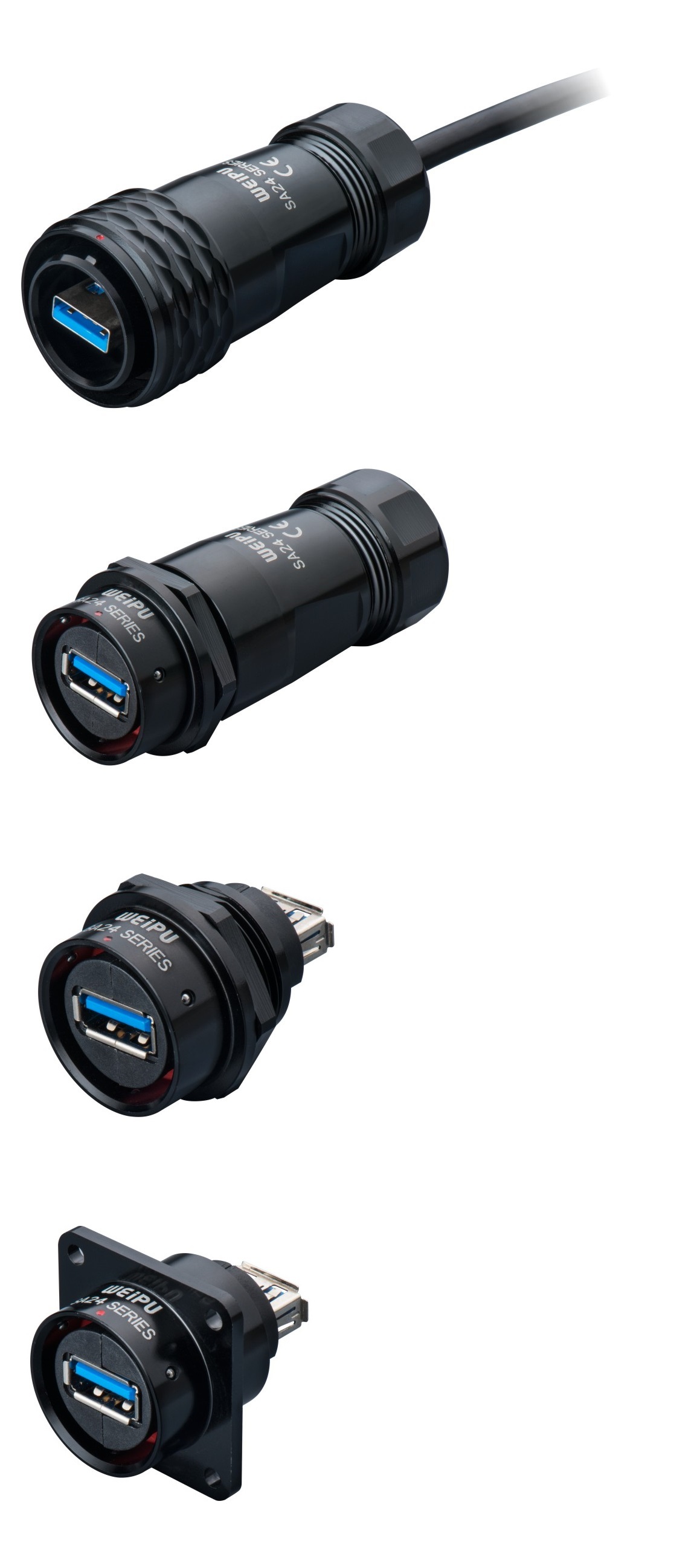 Weipu SA24 Panel Mount USB3.0 Plug Cable Connector