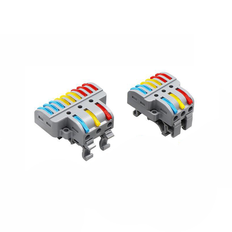 Electrical Din Rail Terminal Block Push In Connector 3 in 9 out
