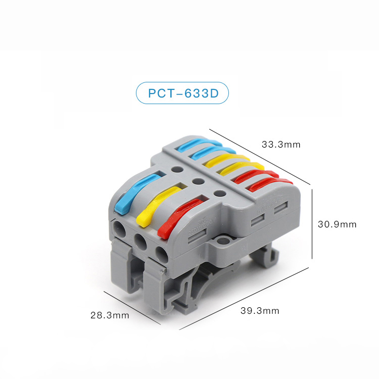 Electrical Din Rail Terminal Block Push In Connector 3 in 9 out