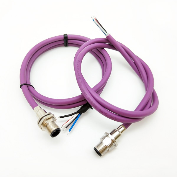 Custom wire length panel mount M12 wire connectors