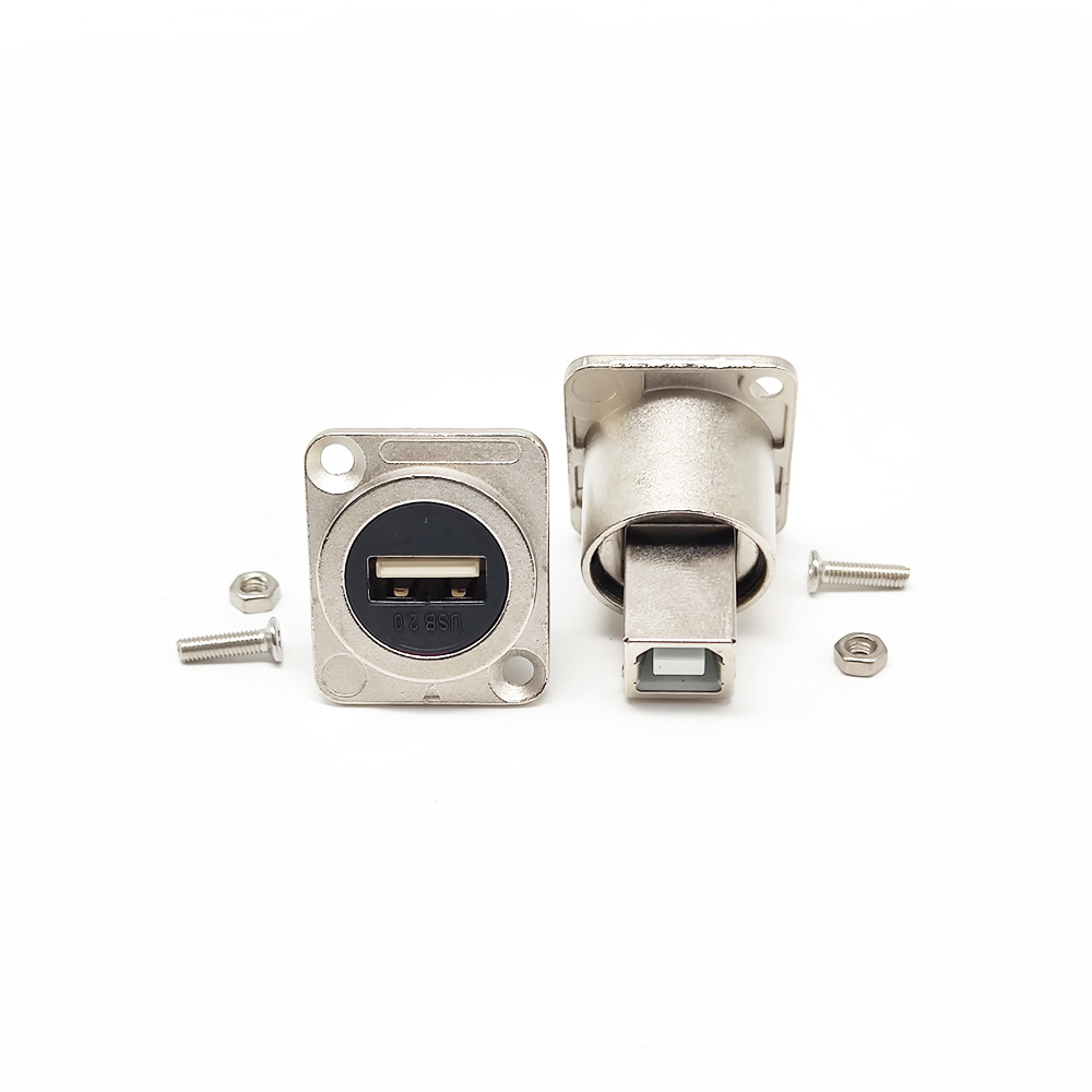 Panel Mount USB A to USB B Connector