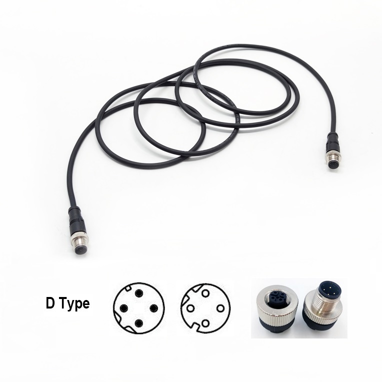 M12 4 Pin D Coded Cable Connector for Ethernet
