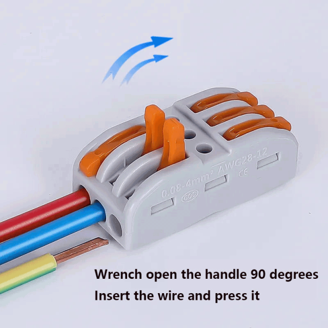 Spring lever terminal block electric cable wire connector