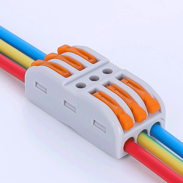 Spring lever terminal block electric cable wire connector