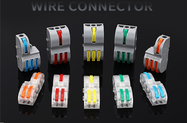 Spring lever terminal block electric cable wire connector